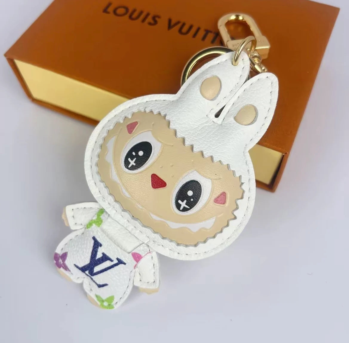 Patchwork Labubo Luxury Leather Keychain