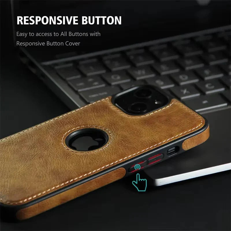 Luxury Business Leather Stitching Phone Case For iphone