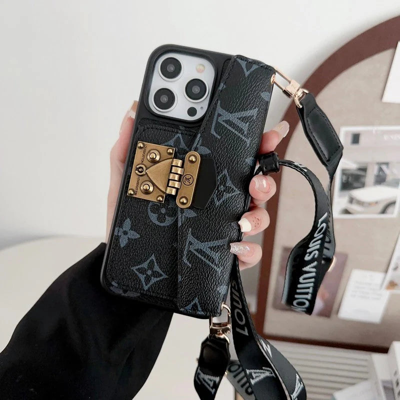 Lou Lock Card Bag Crossbody Chain iPhone Case