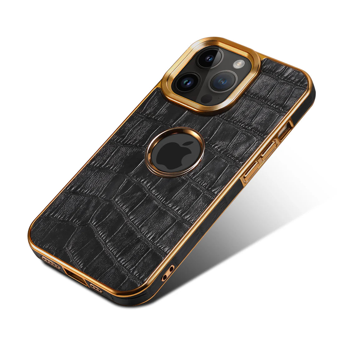 Leather Crocodile Print Phone Case For iPhone Black- 644008992075