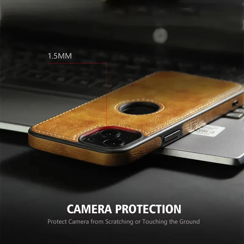 Luxury Business Leather Stitching Phone Case For iphone